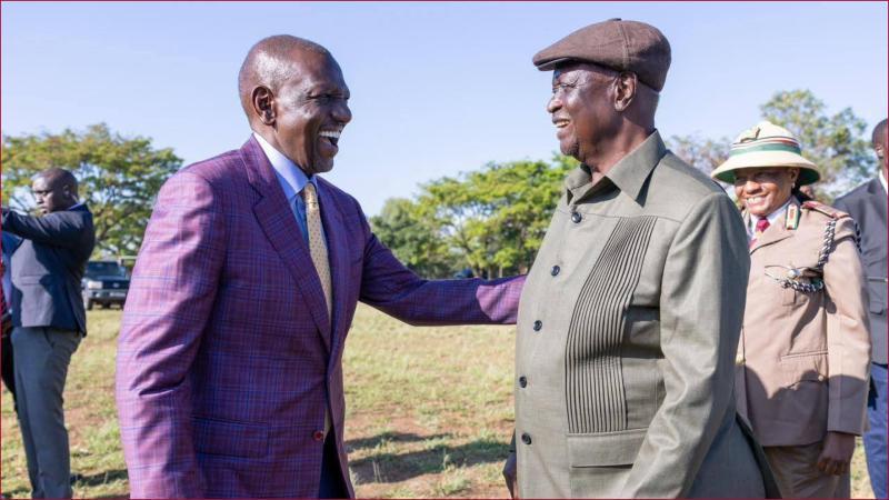 President William Ruto shares a moment with Siaya senator Oburu Oginga.
